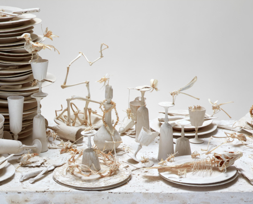 The last supper (9 couverts), 2020 - 76 x 200 cm - Corine_Borgnet, photo Atelierfind art