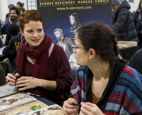Stand des éditions Le 9e élément - Pauline Berger - Camille Maestracci Stand des éditions Le 9e élément - Pauline Berger - Camille Maestracci