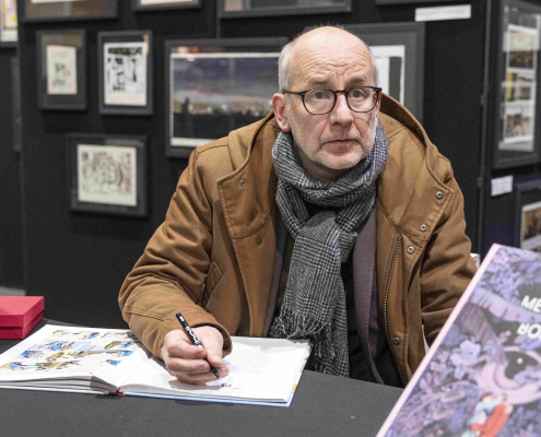 Lauréat du prix 2023 de la SCAM, Blucth, dans le Musée éphémère de Loustal Lauréat du prix 2023 de la SCAM, Blucth, dans le Musée éphémère de Loustal